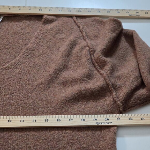 Free People Sweater Women XS Brown LS Irresistible Fringe Trim Slouchy Wool Mix - Picture 5 of 16